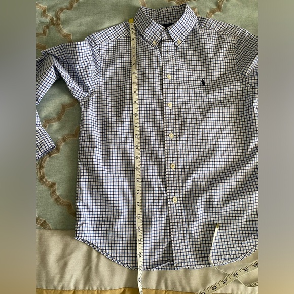 Ralph Lauren Natural Stretch LS Shirt, Blue Checked, Boys Size M 10/12 - Picture 5 of 7
